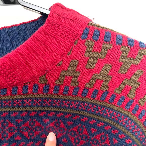 Vtg 80s Christian Dior Monsieur Mens Sweater Sz L Preppy Grandpa Geometric USA - Picture 9 of 12